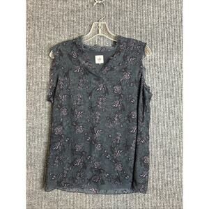 Cabi Womens Evermore Blouse Size Medium Dark Floral Sleeveless Whimsigoth Birds